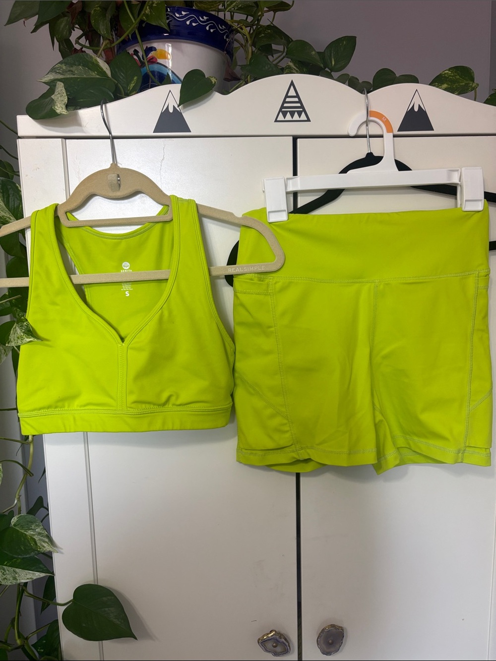 Senita Athletics Neon Lime Women's Athletic Shorts and Sports Bra Set